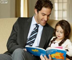 yapboz Baba kızını okumaya yardımcı